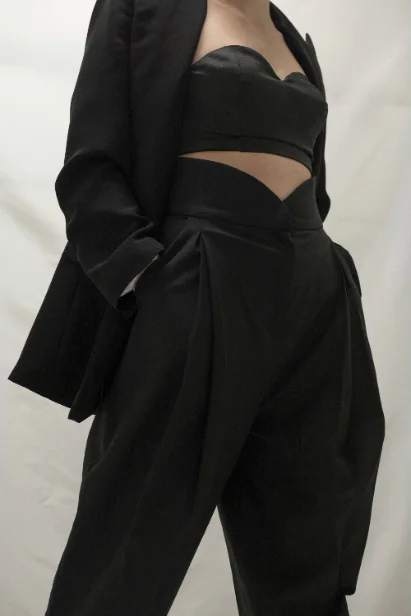 Black trousers and jacket