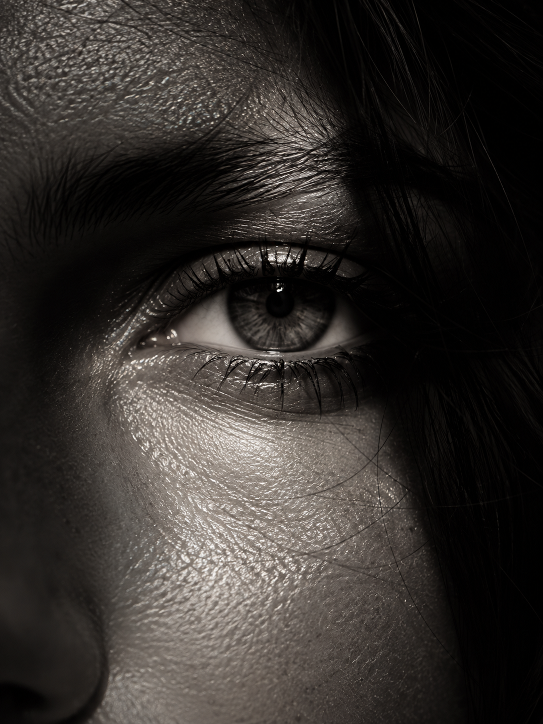Monochrome close-up portrait